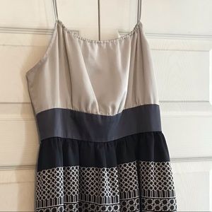 Black, Champagne & Gray short flowing dress.